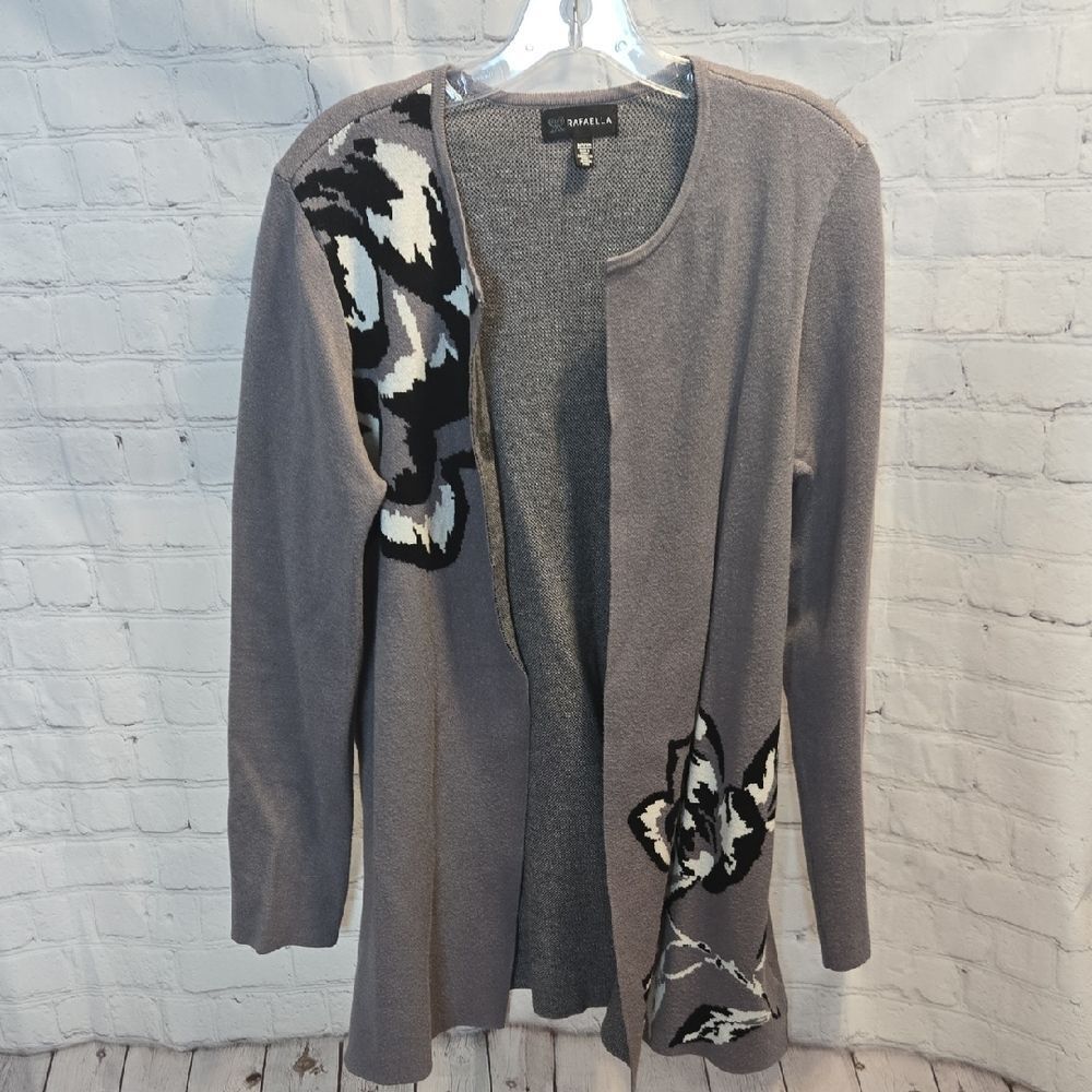 Rafaella Gray Open Front Cardigan Size S